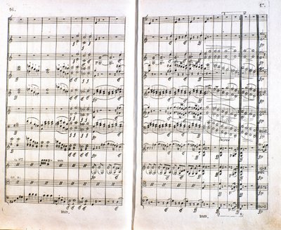 Strona pierwszego niemieckiego wydania partytury Symfonii nr. 1 C-dur niemieckiego kompozytora Ludwiga van Beethovena (1770-1827) (1799-1800). Bonn autorstwa Unknown artist