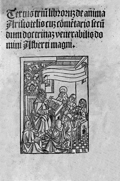 Strona trzeciego tomu „De Anima” (Z duszy) greckiego filozofa Arystotelesa (384-322 pne) skomentowana przez Alberta Wielkiego (XIII wiek). 1520 autorstwa Unknown artist