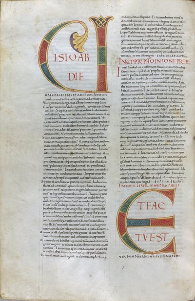 Strona z "incipitem Księgi Proroka Obadiasza (wizja Obadiasza) i incipitem Proroka Jonasza". autorstwa Unknown artist