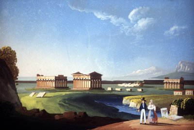 Obraz przedstawiający świątynie Paestum, obecne Capaccio. autorstwa Unknown artist