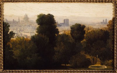Paryż widziany ze wzgórz Belleville; ok. 1840 r., obecna 19. dzielnica, w 1840 r. (olej na płótnie) autorstwa Unknown artist