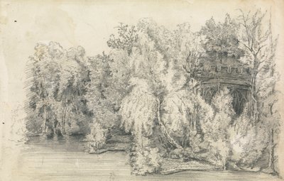 Część budynku otoczona lasem autorstwa Unknown artist