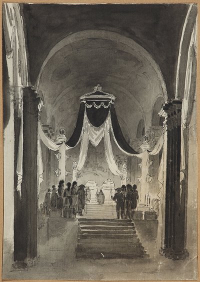 Piotra i Pawła Dekoracja Ceremonii Pogrzebowej dla Piotra III i Katarzyny II - Anonim. Pióro, pędzel, akwarela, tusz na papierze autorstwa Unknown artist