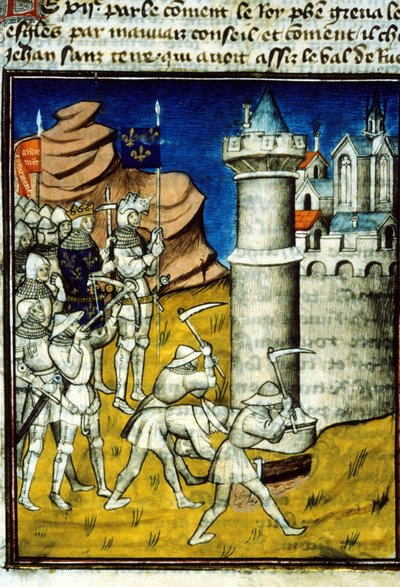 Filip II August (1165-1223) a Chinon - Miniatura w „Grandes Chroniles de Saint-Denis”, koniec XIV wieku. (ref. 512, 237r) Wniosek o zezwolenie do Bibliotheque Municipale de Toulouse (tel: 05 62 27 66 66) autorstwa Unknown artist