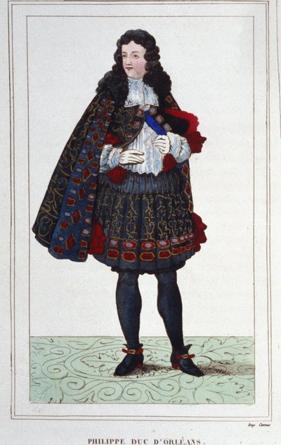 Filip II, książę Orleanu, Chartres, Valois, Nemours i Montpensier (1674-1723). Regent Francji od 1715 do 1723. Rycina od 1830. autorstwa Unknown artist