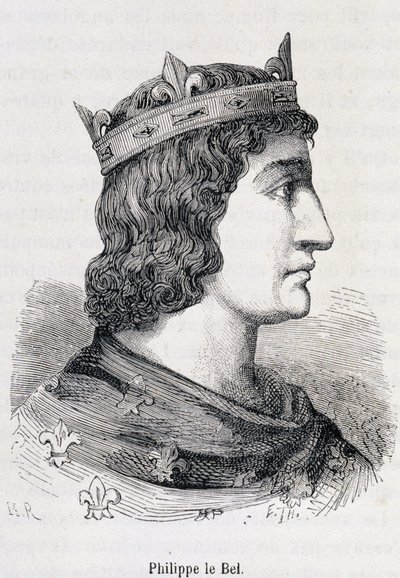 Philippe IV le Bel (1268 - 1314) - w „Historia ludowa Francji” Henri Martin, Jouvet, Paryż, T.1 autorstwa Unknown artist