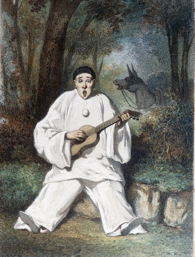 Pierrot gra na gitarze - b.d., koniec XIX wieku autorstwa Unknown artist