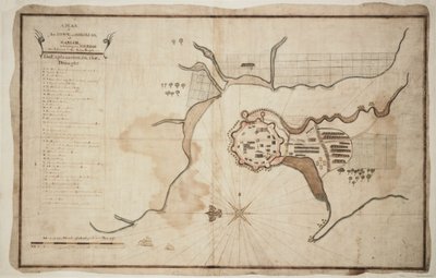 Plan miasta i twierdzy Gariah, ok. 1755 (tusz, akwarela) autorstwa Unknown artist