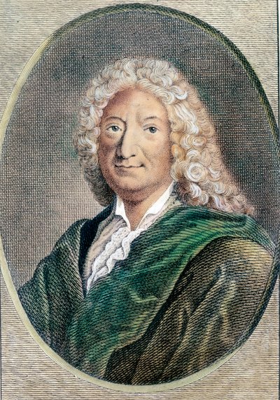 Portret Alaina Rene Lesage (Alain-Rene Le Sage) (1668-1747), francuskiego pisarza. Rycina z XVIII wieku. Prywatna kolekcja autorstwa Unknown artist