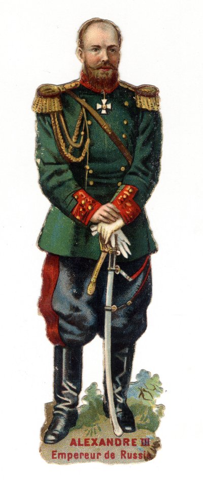 Portret Aleksandra III, cesarza Rosji (1845-1894). Późna chromolitografia XIX wieku. Prywatna kolekcja autorstwa Unknown artist