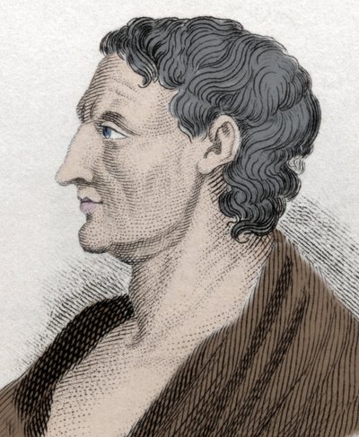 Portret Arystotelesa znany jako Stagiryt, po grecku grecki filozof Arystoteles (384 pne do 322 pne). Rycina XIX wieku. autorstwa Unknown artist