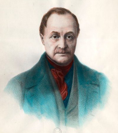 Portret Auguste Comte (1798 - 1857), francuskiego filozofa. Rycina XIX wieku. Prywatna kolekcja. autorstwa Unknown artist