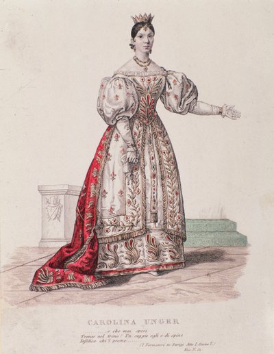 Portret Caroline Ungher (Unger) występującej w I Normanni a Parigi (rycina) autorstwa Unknown artist