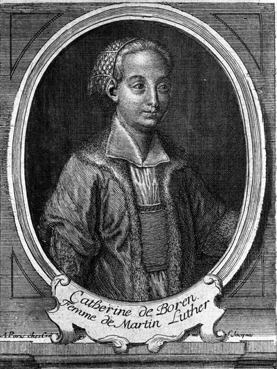 Portret Katarzyny de Bore (Katharina von Bora) (1499-1552), żony Marcina Lutra. Rycina z XVIII wieku. autorstwa Unknown artist