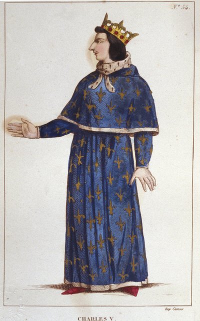 Portret Karola V Mędrca (1338 - 1380). rycina z 1830 r. autorstwa Unknown artist