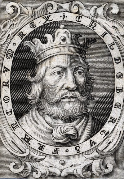 Portret Childeberta I (v. 495-558) Rycina króla Paryża z XVIII wieku autorstwa Unknown artist