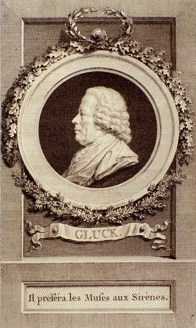 Portret Christopha Glucka (1714-1787) Grawerowanie niemieckiego kompozytora. 18 wiek. Bolonia, civico museo musico autorstwa Unknown artist