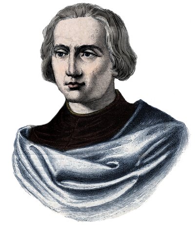 Portret Krzysztofa Kolumba (Christopher Columbus, Cristoforo Colombo, Cristobal Colon) (1451-1506) Grawerowanie XIX wieku autorstwa Unknown artist