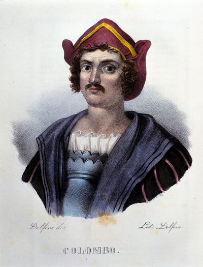 Portret Krzysztofa Kolumba, grawerowanie XIX wieku. autorstwa Unknown artist