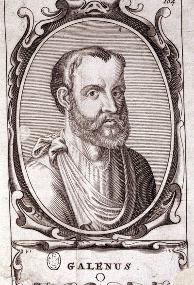 Portret Claude Galien (Klaudios Galenos lub Claudio Galeno lub Claudius Galenus lub Galen, t. 131 - t. 201), greckiego lekarza. Grawerowanie XVIII wieku. autorstwa Unknown artist