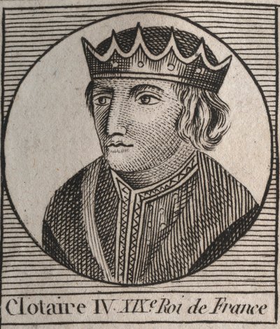 Portret Clothaire (Clothaire) IV (ok. 685-719), króla Franków Austrazji od 717 do 719 - Chlothar IV (lub Chlotar) król Franków - rycina z „Instruction sur l