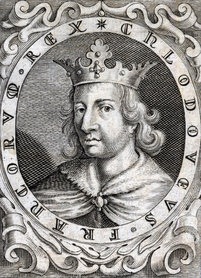 Portret Chlodwiga II (? - 657), rycina króla Neustrii, Burgundii i Austrazji z XVIII wieku autorstwa Unknown artist