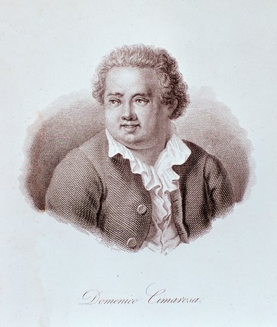Portret Domenico Cimarosa (1749-1801) włoskiego kompozytora Grawerowanie. 18 wiek. Mediolan, biblioteka konserwatorium autorstwa Unknown artist
