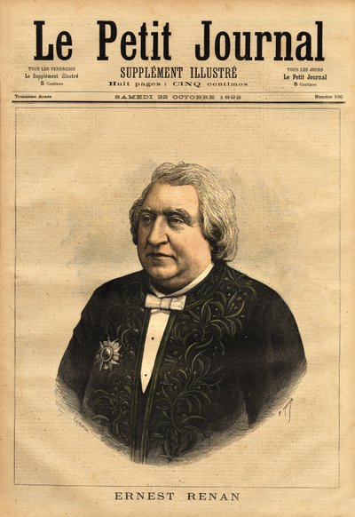 Portret Ernesta Renana (1823-1892), pisarza, filologa, filozofa i historyka. Popularny autor „Życia Jezusa”, który zawiera kontrowersję dotyczącą biografii Jezusa, przeredagowanej jako życiorys zwykłego człowieka i że Biblia musi być krytycznie autorstwa Unknown artist
