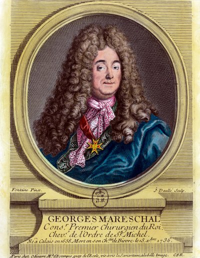 Portret Georgesa Marechala (1658 - 1736), pierwszego chirurga króla w latach 1703 - 1719. Rycina z XVIII wieku. Prywatna kolekcja. autorstwa Unknown artist