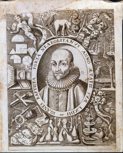 Portret Giambattisty (Jana Chrzciciela, Jana Chrzciciela) della Porta (1535 - 1615) na frontyspisie „Magiae Naturalis”. XVII wiek. autorstwa Unknown artist