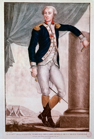 Portret Gilberta du Motier, markiza de Lafayette (grafika) autorstwa Unknown artist