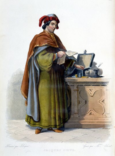 Portret Jacquesa Coeura, francuskiego biznesmena (1395 - 1456) - w „”Le Plutarque Français””, wyd. Mennechet autorstwa Unknown artist
