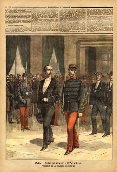 Portret Jeana Casimira-Perriera (Casimir Perrier, Casimir Perrier, Casimir-Perrier) (1847-1907), nowego prezesa Izby Poselskiej. Grawerowanie w „”Le petit journal”” 28.01.201893. Kolekcja Selvy. autorstwa Unknown artist