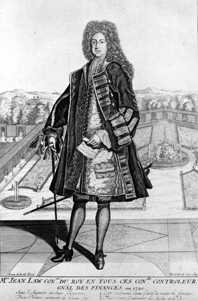 Portret Johna Law (1671 - 1729) pieszo, Scottish Financial, który spowodował bankructwo w 1720 roku (zdarzenie Quincampoix Street) autorstwa Unknown artist