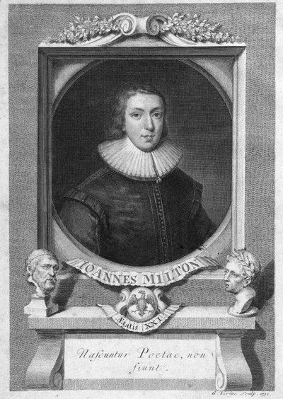 Portret Johna Miltona, angielskiego poety i eseisty (1608-1674) grawerującego XVIII wiek autorstwa Unknown artist