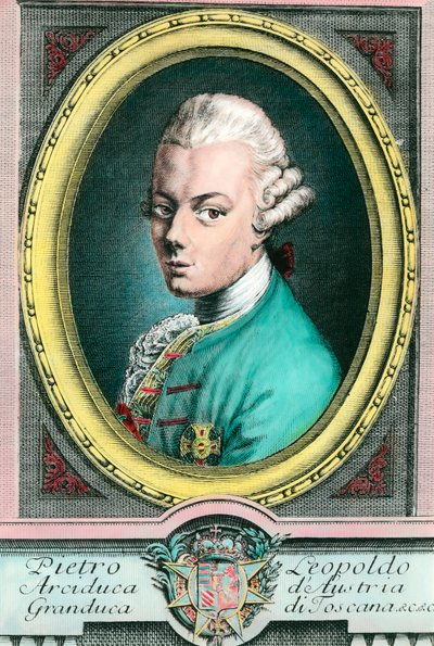 Portret Leopolda II z Austrii, wielkiego księcia Toskanii (1747-1792). Rycina XVIII-wiecznej kolekcji prywatnej autorstwa Unknown artist