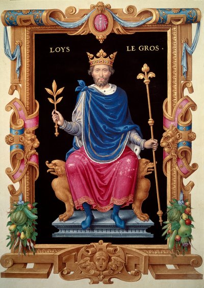 Portret Ludwika VI zwanego „Gros” (1081-1137). Miniatura w „”Recueil des Kings de France””, Jean du Tillet, około 1555-1566. BN, Paryż autorstwa Unknown artist