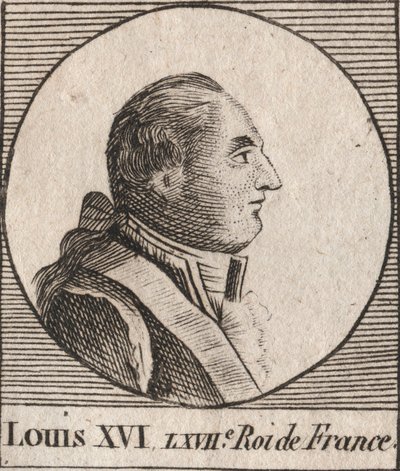 Portret Ludwika XVI (1754-1793), króla Francji od 1774 do 1791, następnie króla Francji od 1791 do 1792 - Ludwik XVI, króla Francji i Nawarry od 1774 do 1791, następnie króla Francji od 1791 do 1792 - grawerunek z „Instruction sur l
