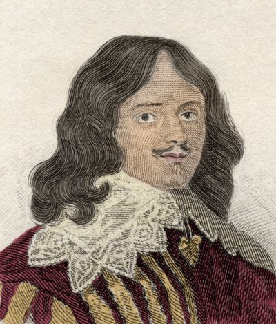 Portret Lucjusza Cary (ok. 1610-1643), 2. wicehrabiego Falkland, polityka, wojskowy i angielski pisarz. Rycina XIX wieku. autorstwa Unknown artist