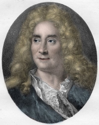 Portret Michela Boyrona (Michel Baron), angielskiego aktora i dramaturga (1653-1729) - grawerowanie autorstwa Unknown artist