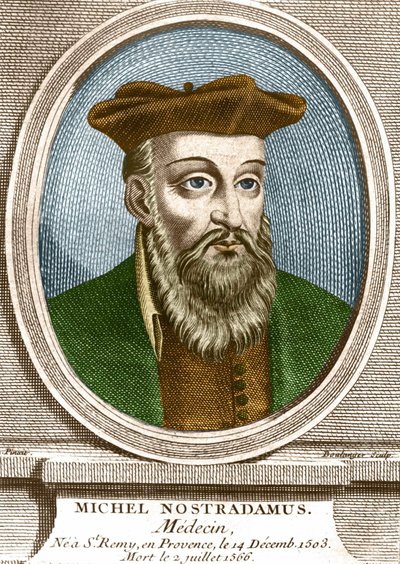Portret Michela nostradamusa, doktora, ne à Saint Remy de Provence (Saint-Remy-de-Provence) w dniu 14/12/1503 i zmarłego 02/07/1566. Rycina XIX wieku. autorstwa Unknown artist
