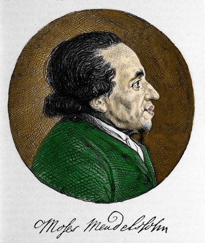 Portret Mojżesza (Mojżesza) Mendelssohna (1729 - 1786), filozofa i prawdziwego założyciela współczesnego judaizmu. Dziadek muzyka Felixa Mendelssohna. autorstwa Unknown artist