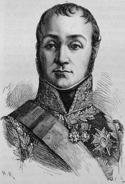 Portret Nicolasa Oudinota, księcia Reggio (1767 - 1847). Rycina z końca XIX wieku w „Histoire de France” H. Martina. autorstwa Unknown artist
