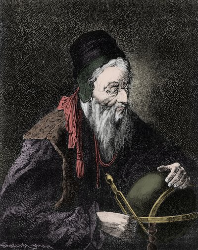 Portret Nostradamusa, Michel de Notre Dame (1503-1566) Francuski astrolog i lekarz - Rycina XIX wieku autorstwa Unknown artist