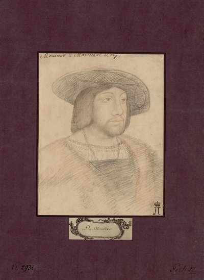 Portret Odety de Foix, wicehrabiego de Lautrec (1485-1528) znanego jako marszałek de Lautrec - Anonim. Kredki na papierze, wymiary: 22,5x17,2,ok. 1546, Pustelnia Państwowa, Petersburg autorstwa Unknown artist