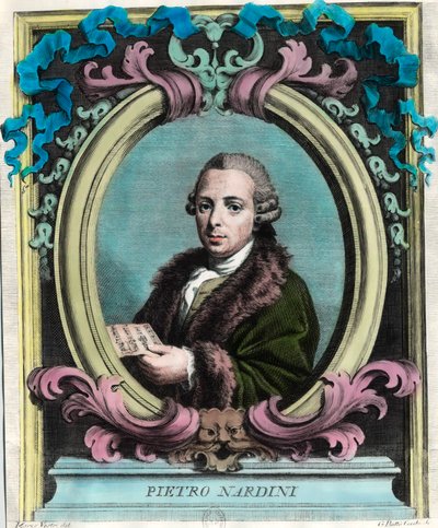 Portret Pietro Nardiniego (1722 - 1793), włoskiego skrzypka i kompozytora. Rycina z XVIII wieku. Prywatna kolekcja. autorstwa Unknown artist