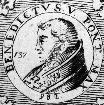 Portret papieża Benoita V. Rycina z XIX wieku. autorstwa Unknown artist