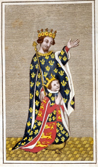 Portret dziecka Ryszarda III (1452 - 1485) i jego ojca Ryszarda z Yorku. Rycina z końca XVIII wieku. Biblioteca di Brera, Mediolan. autorstwa Unknown artist