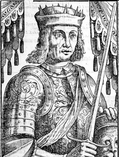 Portret Rogera II z Hauteville (Ruggero Altavilla) (1097-1154), założyciela monarchii Sycylii. Xilografia XVI wieku. autorstwa Unknown artist