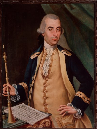 Portret Sante Aguilara (ok. 1734-1808) włoskiego oboisty Anonimowy obraz. XVIII-wieczne Miejskie Muzeum Bibliograficzne w Bolonii autorstwa Unknown artist